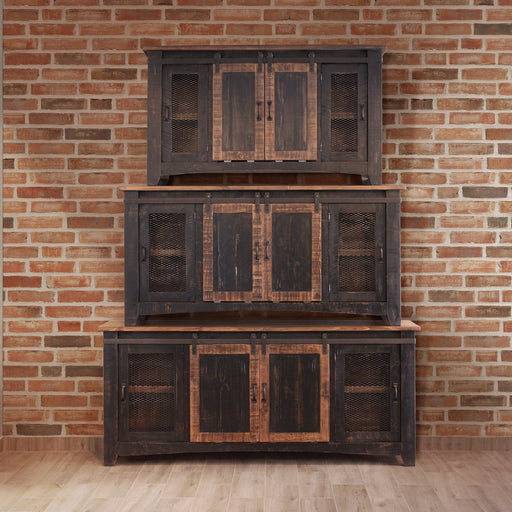 Greenview Sliding Door Distressed Black TV Stand - 60 inch - Crafters and Weavers