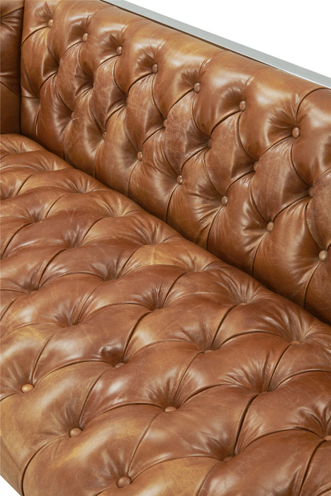 Miranda Contemporary Chesterfield Sofa - Light Brown Leather