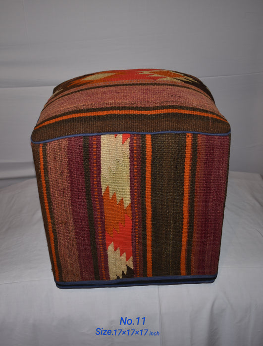 SOLD OUT One of a Kind Kilim Rug Pouf Ottoman foot stool - #11 - Crafters and Weavers