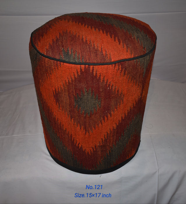 One of a Kind Kilim Rug Pouf Ottoman foot stool - #121 - Crafters and Weavers