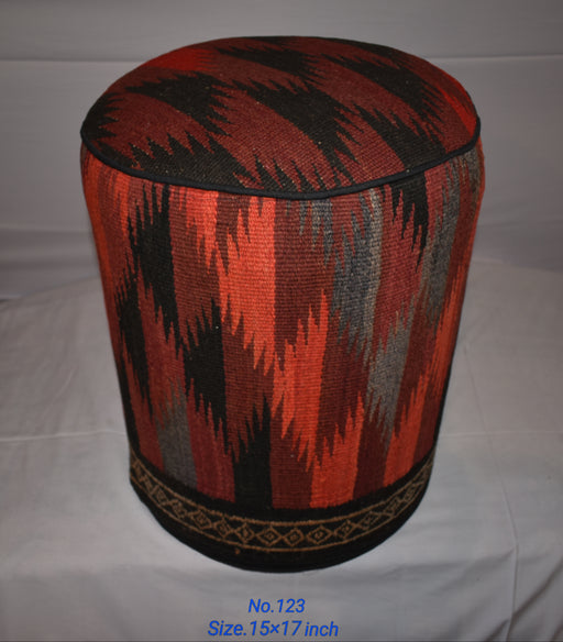 One of a Kind Kilim Rug Pouf Ottoman foot stool - #123 - Crafters and Weavers