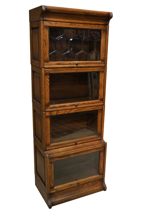 OUT OF STOCK Narrow Barrister Bookcase - Leaded Glass - Crafters and Weavers