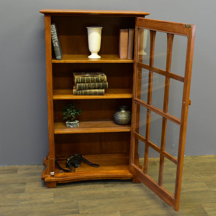 Mission Solid Oak Display Bookcase (2 Colors Available) - Michael's Cherry - Crafters and Weavers