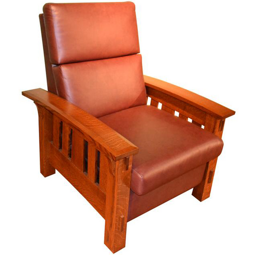CLOSED LISTING Custom Amish Quarter Sawn White Oak & Leather Recliner - Crafters and Weavers