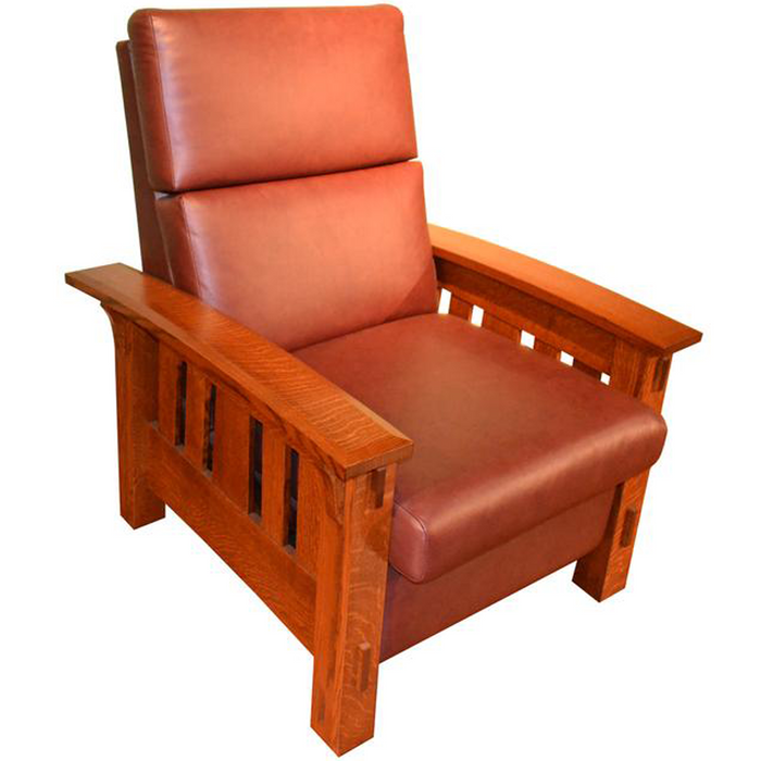 CLOSED LISTING Custom Amish Quarter Sawn White Oak & Leather Recliner - Crafters and Weavers