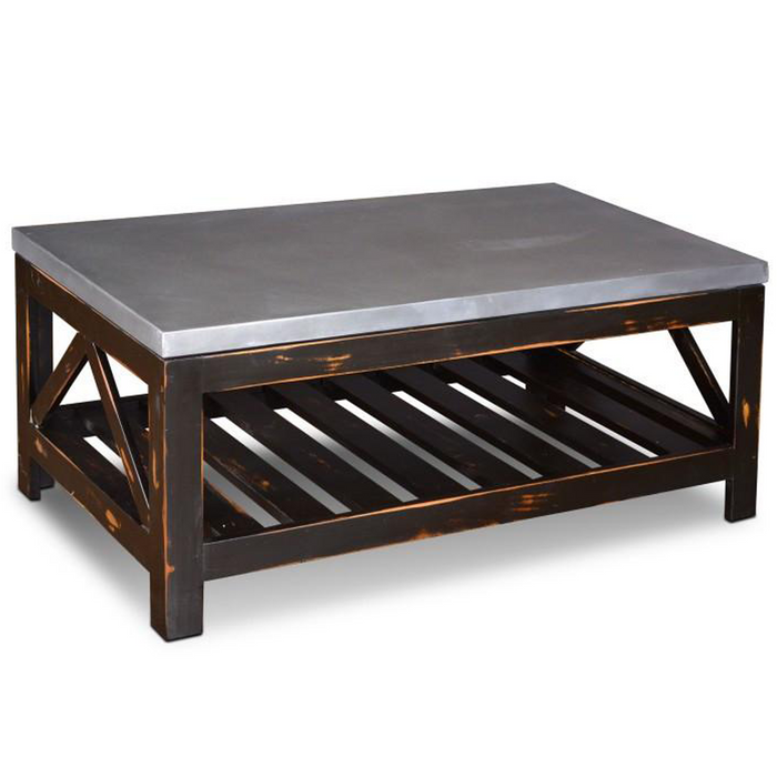 Elements Collection Zinc Top Coffee Table - Crafters and Weavers
