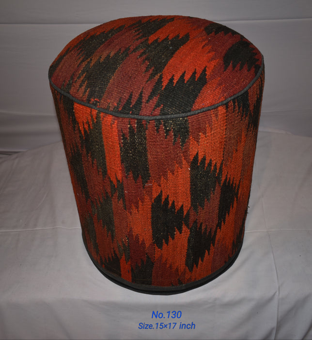 One of a Kind Kilim Rug Pouf Ottoman foot stool - #130 - Crafters and Weavers