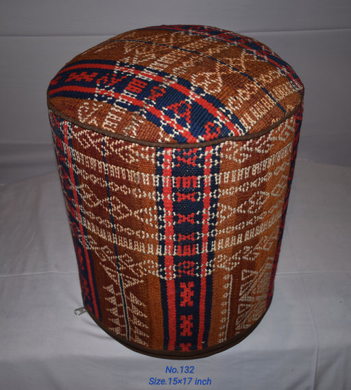One of a Kind Kilim Rug Pouf Ottoman foot stool - #132 - Crafters and Weavers