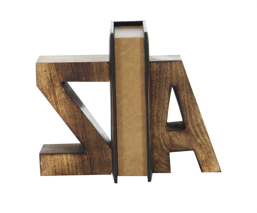 DARK BROWN CONTEMPORARY WORDS AND TEXT BOOKENDS 5”L x 4”W x 8”H