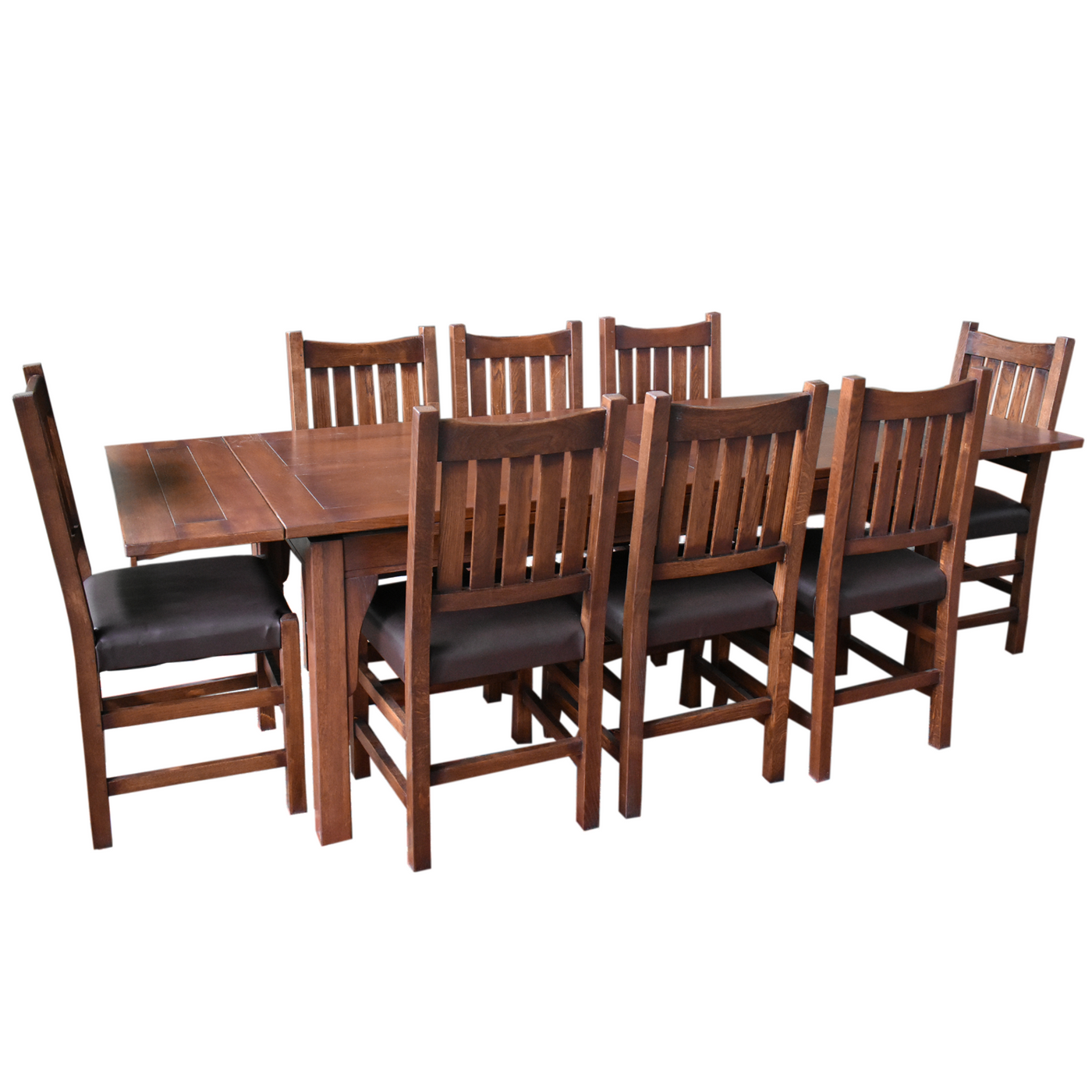 Buy Solid Oak Mission Stow Leaf Dining Table Set with 8 Chairs in USA ...