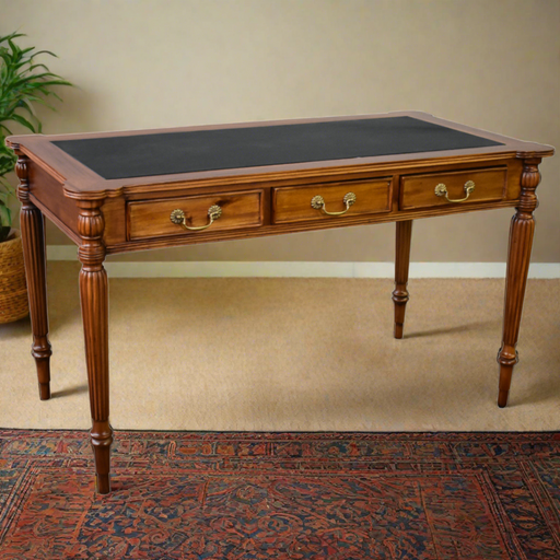 Legacy Leather Top Desk - Light Brown Walnut - Crafters and Weavers