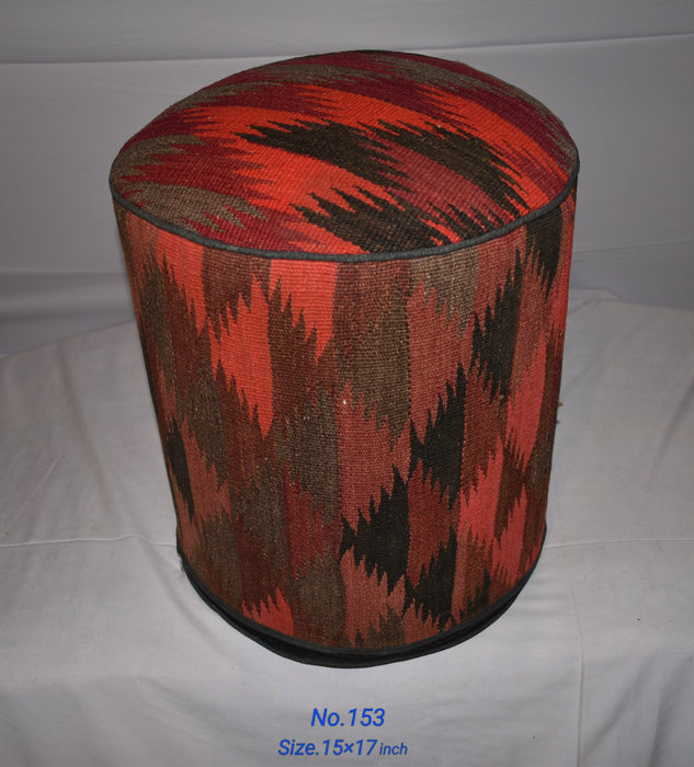 One of a Kind Kilim Rug Pouf Ottoman foot stool - #153 - Crafters and Weavers