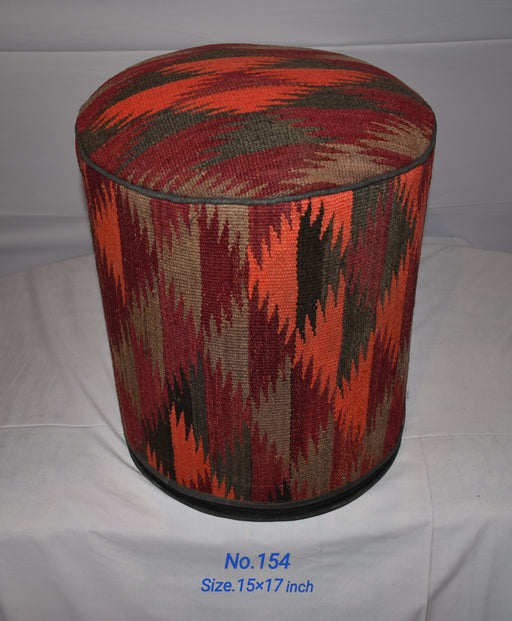 One of a Kind Kilim Rug Pouf Ottoman foot stool - #154 - Crafters and Weavers
