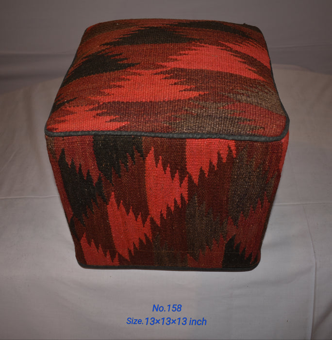 One of a Kind Kilim Rug Pouf Ottoman foot stool - #158 - Crafters and Weavers