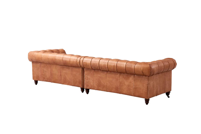 Century Chesterfield Sofa - Light Chestnut Leather - 118"