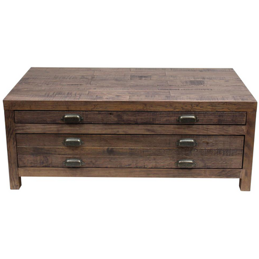 Emerson 2 Drawer Coffee Table - Rustic Walnut - Crafters and Weavers