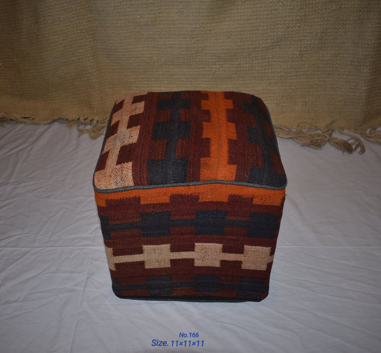 One of a Kind Kilim Rug Pouf Ottoman foot stool - #166 - Crafters and Weavers