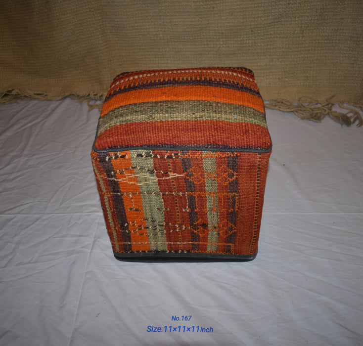One of a Kind Kilim Rug Pouf Ottoman foot stool - #167 - Crafters and Weavers