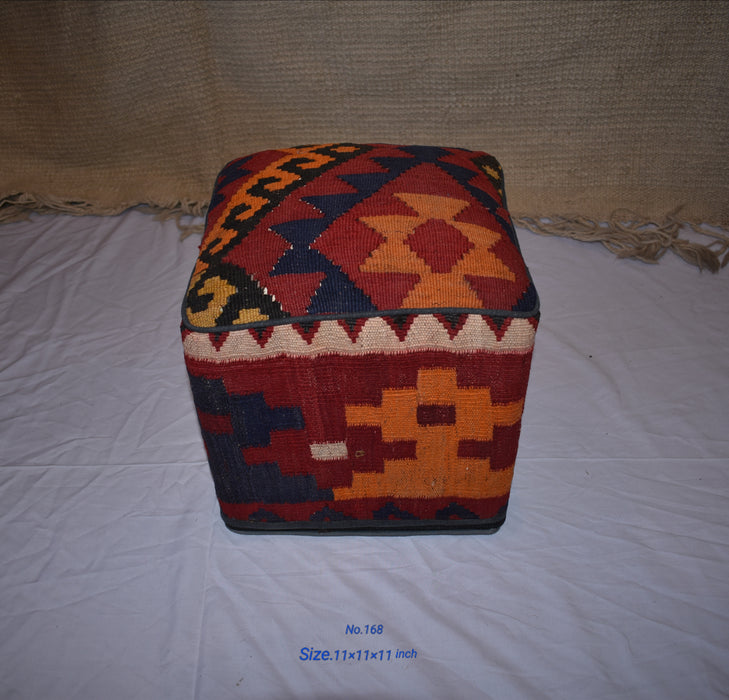 One of a Kind Kilim Rug Pouf Ottoman foot stool - #168 - Crafters and Weavers