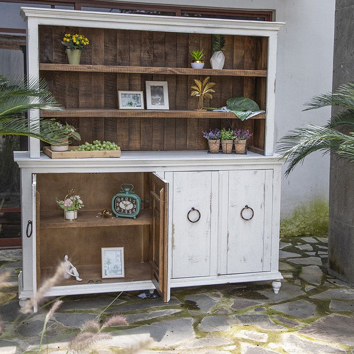 Macao Rustic Farmhouse Loft Sideboard / Hutch - White