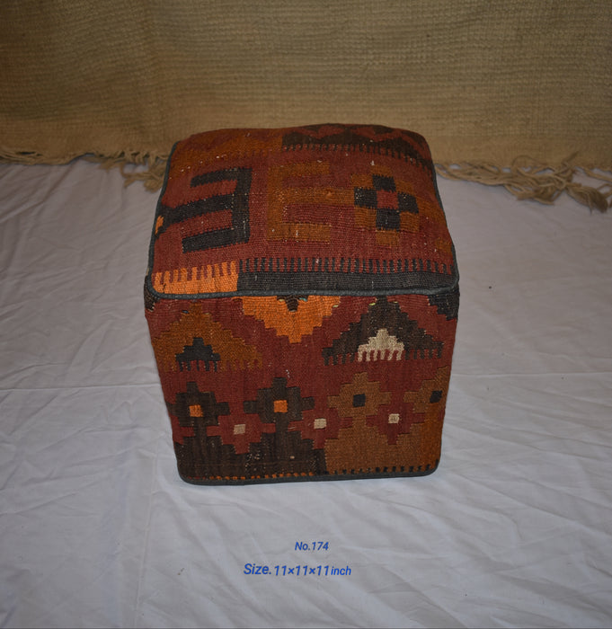 One of a Kind Kilim Rug Pouf Ottoman foot stool - #174 - Crafters and Weavers