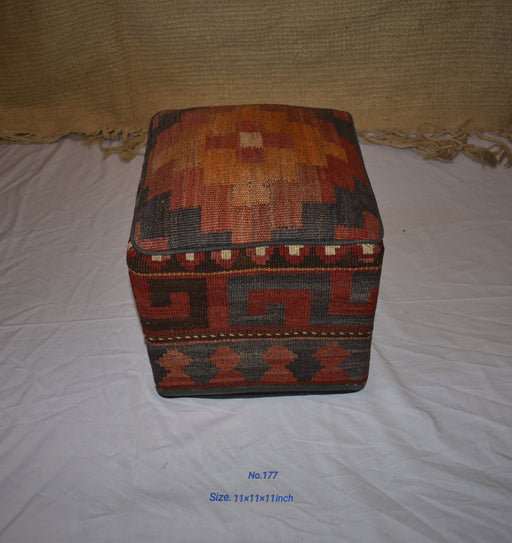 One of a Kind Kilim Rug Pouf Ottoman foot stool - #177 - Crafters and Weavers