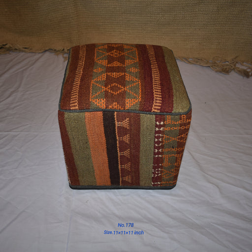 One of a Kind Kilim Rug Pouf Ottoman foot stool - #178 - Crafters and Weavers
