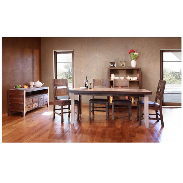 Bayshore Multi Colored 69" Dining Set with 6 Chairs - Crafters and Weavers