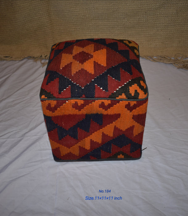 One of a Kind Kilim Rug Pouf Ottoman foot stool - #184 - Crafters and Weavers
