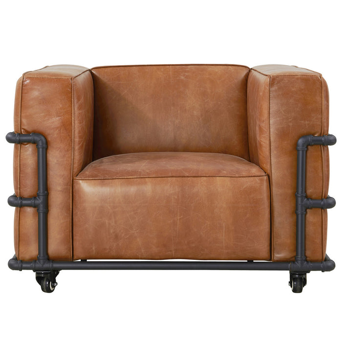 Henry Industrial Modern Leather Arm Chair (2 Colors Available) - Crafters and Weavers