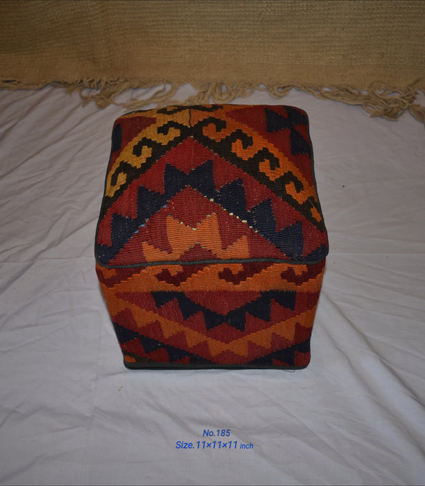 One of a Kind Kilim Rug Pouf Ottoman foot stool - #185 - Crafters and Weavers