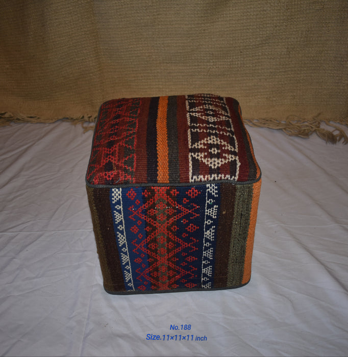 One of a Kind Kilim Rug Pouf Ottoman foot stool - #188 - Crafters and Weavers