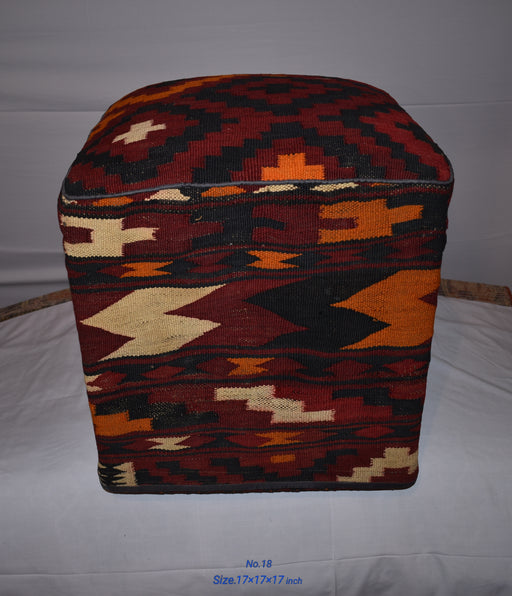 One of a Kind Kilim Rug Pouf Ottoman foot stool - #18 - Crafters and Weavers