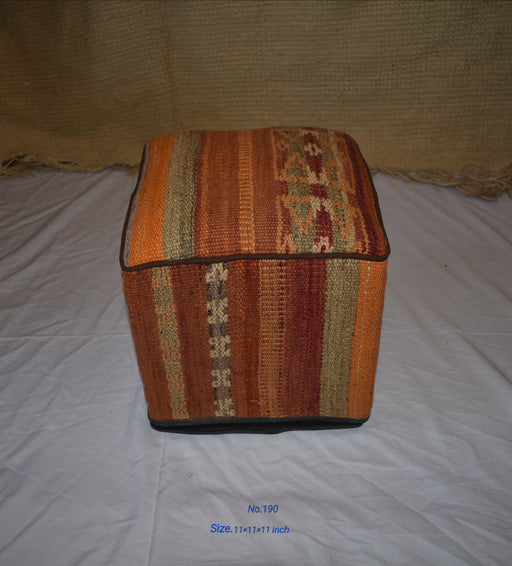 One of a Kind Kilim Rug Pouf Ottoman foot stool - #190 - Crafters and Weavers