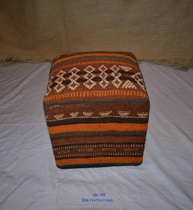 One of a Kind Kilim Rug Pouf Ottoman foot stool - #193 - Crafters and Weavers