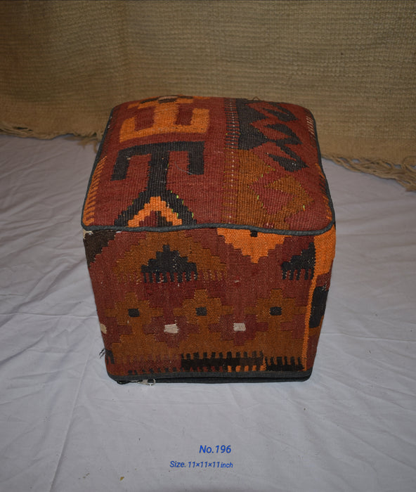 One of a Kind Kilim Rug Pouf Ottoman foot stool - #196 - Crafters and Weavers