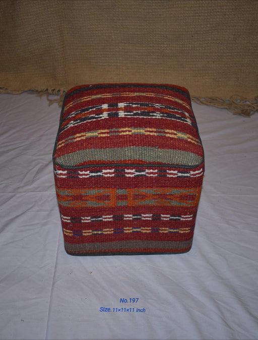 One of a Kind Kilim Rug Pouf Ottoman foot stool - #197 - Crafters and Weavers