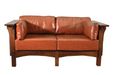 Arts and Crafts / Craftsman Crofter Style Love Seat - Russet Brown Leather (RB1) - Crafters and Weavers