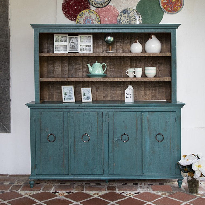 Macao Rustic Farmhouse Loft Sideboard / Hutch - Green