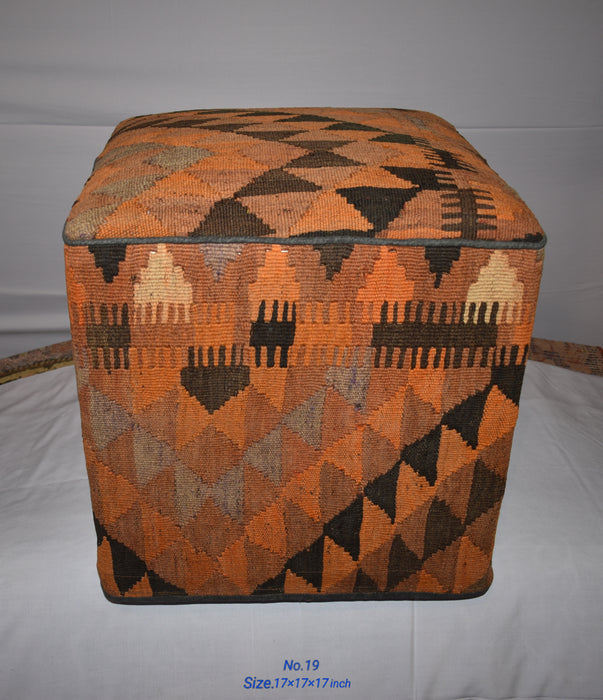 One of a Kind Kilim Rug Pouf Ottoman foot stool - #19 - Crafters and Weavers