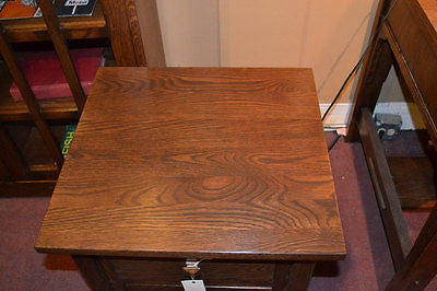CLOSED Mission 3 Drawer Oak End Table - Crafters and Weavers