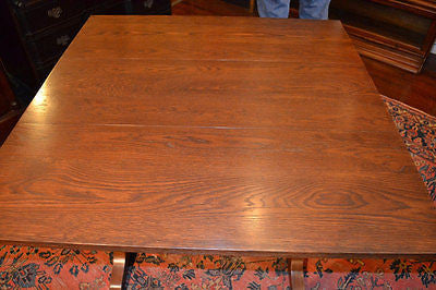Mission Oak Drop leaf Dining Table with 4 oak chairs - Crafters and Weavers