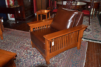 Mission oak Chair / Oak Chair with Spindels - Crafters and Weavers