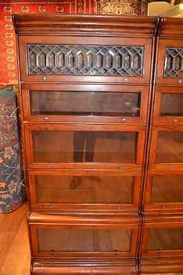 CLOSED Set of two Mahogany Barrister Bookcases with Leaded glass top stack Bookcase - Crafters and Weavers