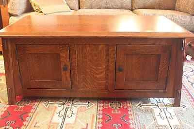 Arts and Crafts Mission Solid Quarter Sawn White Oak Coffee table with storage - Crafters and Weavers