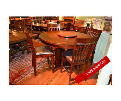 DUPLICATE LISTING Rustic Distressed Reclaimed Solid Wood Round Dining Table and set of 4 Dining Ch - Crafters and Weavers