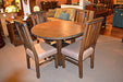 Rustic Distressed Reclaimed Solid Wood Round Dining Table and set of 4 Dining Ch - Crafters and Weavers
