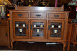 CLOSED Mission Oak Sideboard With Geometric Pattern Leaded Glass - 54" - Crafters and Weavers