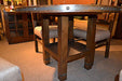 Rustic Distressed Reclaimed Solid Wood Round Dining Table and set of 4 Dining Ch - Crafters and Weavers