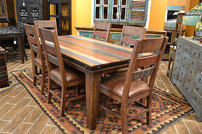Rustic Solid Wood Painted Dining table and 6 chairs - Crafters and Weavers